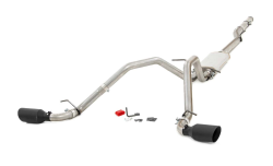 Rough Country DUAL CAT-BACK EXHAUST SYSTEM W/ BLACK TIPS (14-18 GM 1500 | 5.3L)