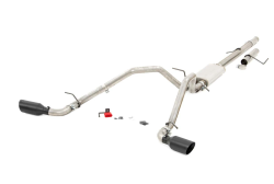 Rough Country - Exhaust Extensions - Rough Country - Rough Country DUAL CAT-BACK EXHAUST SYSTEM W/ BLACK TIPS (09-13 GM 1500 | 4.8L / 5.3L)