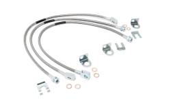 Rough Country - Brake Accessories - Rough Country - ROUGH COUNTRY JEEP FRONT & REAR STAINLESS STEEL BRAKE LINES | 4-6IN LIFTS (XJ/YJ/TJ)