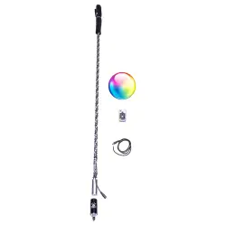 One (Single) 5150 Brand LED Whip w/ Bluetooth Control & Quick Release Magnetic Base | Includes Black 5150 Safety Flag - 2' Length