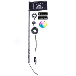 One (Single) 5150 Brand 187 LED Whip w/ Bluetooth Control & Magnetic Quick Release Base | Includes Black 5150 Safety Flag - 2' Length