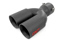 Rough Country - ROUGH COUNTRY Exhaust Tip Black | Red RC Logo | 2.5-3 Inch Pipe Single Inlet | Dual Outlet - Image 2